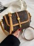Letter Graphic Contrast Binding Flap Square Bag