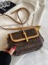 Letter Graphic Contrast Binding Flap Square Bag