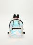 Holographic Geometric Pattern Classic Backpack, Clear Bag