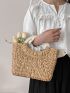 Minimalist Drawstring Design Straw Bag