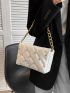 Quilted Studded Decor Flap Chain Square Bag