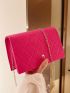 Mini Neon Pink Stitch Flap Chain Square Bag