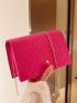 Mini Neon Pink Stitch Flap Chain Square Bag