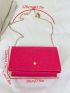 Mini Neon Pink Stitch Flap Chain Square Bag