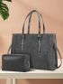 Braided Detail Shoulder Tote Bag With Square Bag
