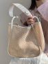 Minimalist Contrast Binding Straw Bag
