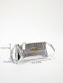 Metallic Crocodile Embossed Flap Square Bag