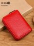 Genuine Leather Litchi Embossed Card Holder