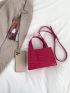 Mini Neon Pink Crocodile Embossed Square Bag