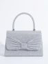 Glitter Bow Decor Flap Square Bag