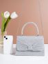 Glitter Bow Decor Flap Square Bag
