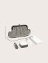 Rhinestone Decor Kiss Lock Ruched Bag