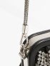 Rhinestone Decor Kiss Lock Ruched Bag