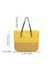 Oversized Straw Bag Vacation Color Block For Beach