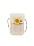 Sunflower Decor Flap Straw Phone Wallet
