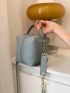 Mini Litchi Embossed Bucket Bag With Bag Charm