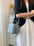 Mini Litchi Embossed Bucket Bag With Bag Charm