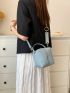 Mini Litchi Embossed Bucket Bag With Bag Charm