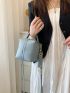 Mini Litchi Embossed Bucket Bag With Bag Charm