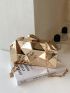 Mini Metallic Geometric Pattern Chain Box Bag