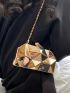 Mini Metallic Geometric Pattern Chain Box Bag