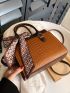 Crocodile Embossed Twilly Scarf Decor Square Bag