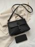 Buckle Decor Square Bag Quilted Flap Minimalist