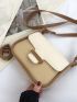 Colorblock Metal Decor Flap Square Bag