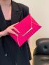 Neon Pink Stitch Detail Metal Decor Envelope Bag