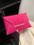 Neon Pink Stitch Detail Metal Decor Envelope Bag