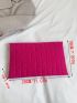 Neon Pink Stitch Detail Metal Decor Envelope Bag