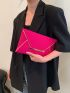Neon Pink Stitch Detail Metal Decor Envelope Bag