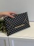 Geometric Pattern Contrast Binding Envelope Bag