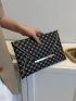 Geometric Pattern Contrast Binding Envelope Bag