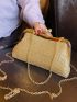 Rhinestone Decor Chain Square Bag