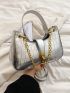 Metallic Crocodile Embossed Twist Lock Chain Decor Hobo Bag