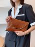 Contrast Binding Flap Square Bag