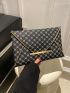 Geometric Pattern Contrast Binding Flap Clutch Bag