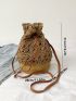 Hollow Out Drawstring Design Straw Bag
