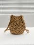 Mini Drawstring Design Straw Bag