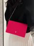Mini Neon Pink Stitch Flap Chain Square Bag