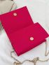 Mini Neon Pink Stitch Flap Chain Square Bag
