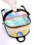 Holographic Pocket Front Backpack With Random Inner Pouch, Clear Bag