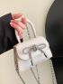 Mini Rhinestone & Bow Decor Flap Chain Square Bag