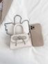 Mini Rhinestone & Bow Decor Flap Chain Square Bag