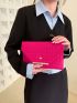 Neon Pink Crocodile Embossed Metal Decor Envelope Bag
