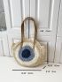 Color Block Large Capacity Straw Bag
