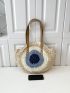 Color Block Large Capacity Straw Bag