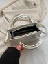 Stitch Detail Square Bag White Double Handle For Daily