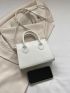 Stitch Detail Square Bag White Double Handle For Daily